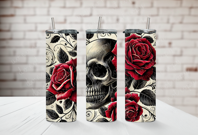 Black and Red Skull with Roses